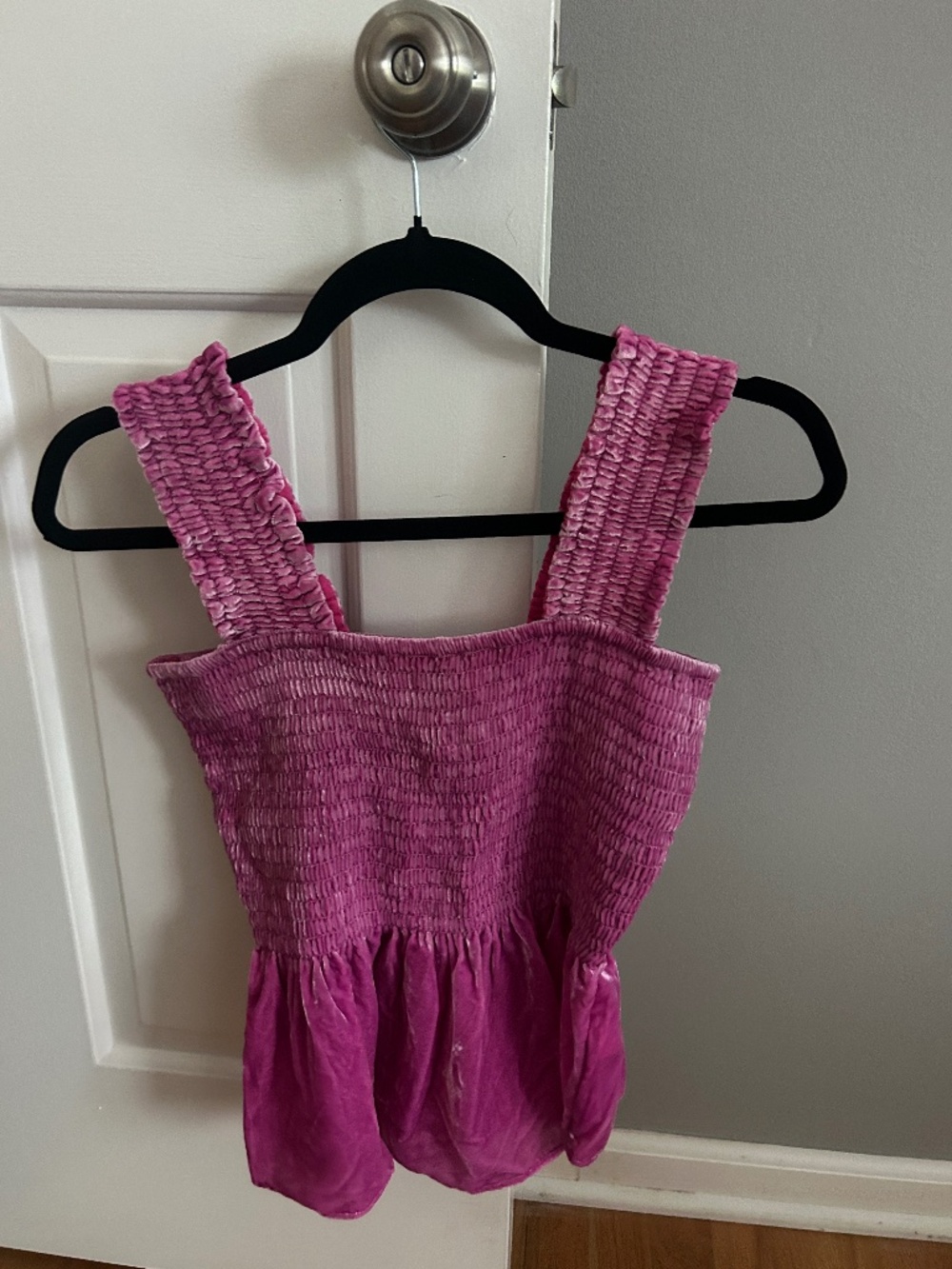 Anthropologie Top - velvet material - pink/purple - small